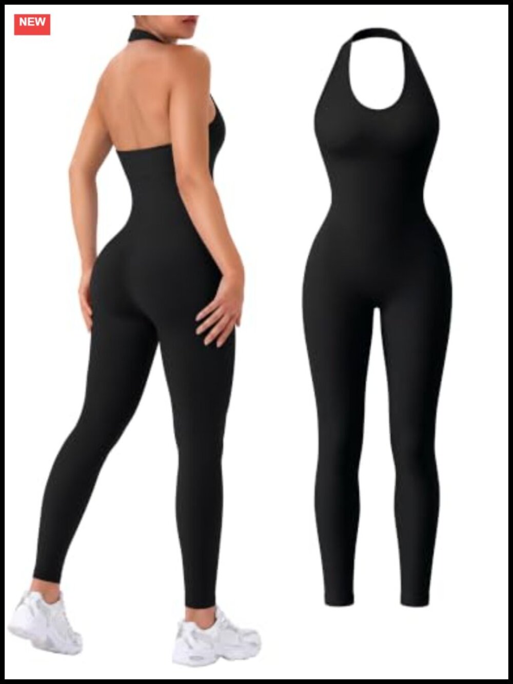 Women's Seamless Tummy Control Yoga Jumpsuit Halter Neck Unitard Romper